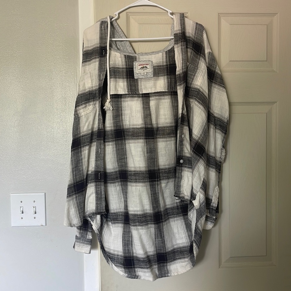 american eagle hooded flannel